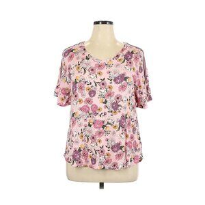 Room Service Floral Print Ruffle Short Sleeve Top